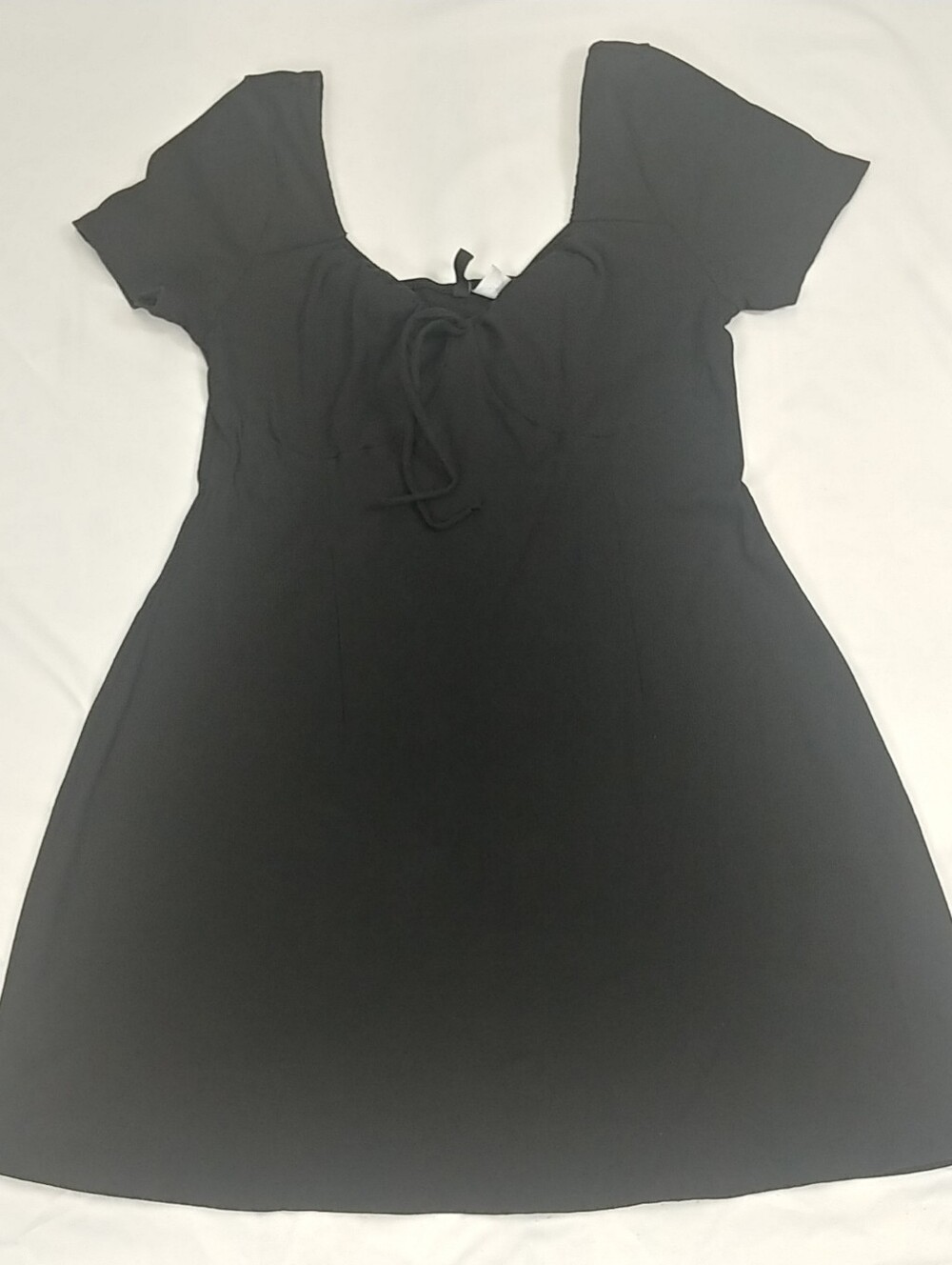 Divided Rib Knit Mini Dress Women XL Sweetheart Milkmaid Black Whismy Goth Emo